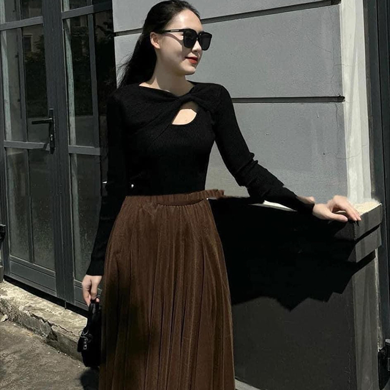 Áo Len Tăm Nơ Lệch Cách Điệu Thời Trang Quảng Châu AP149 - Vin Store