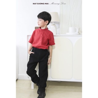 HSM_SALE _Áo linen cổ trụ _ Màu đỏ