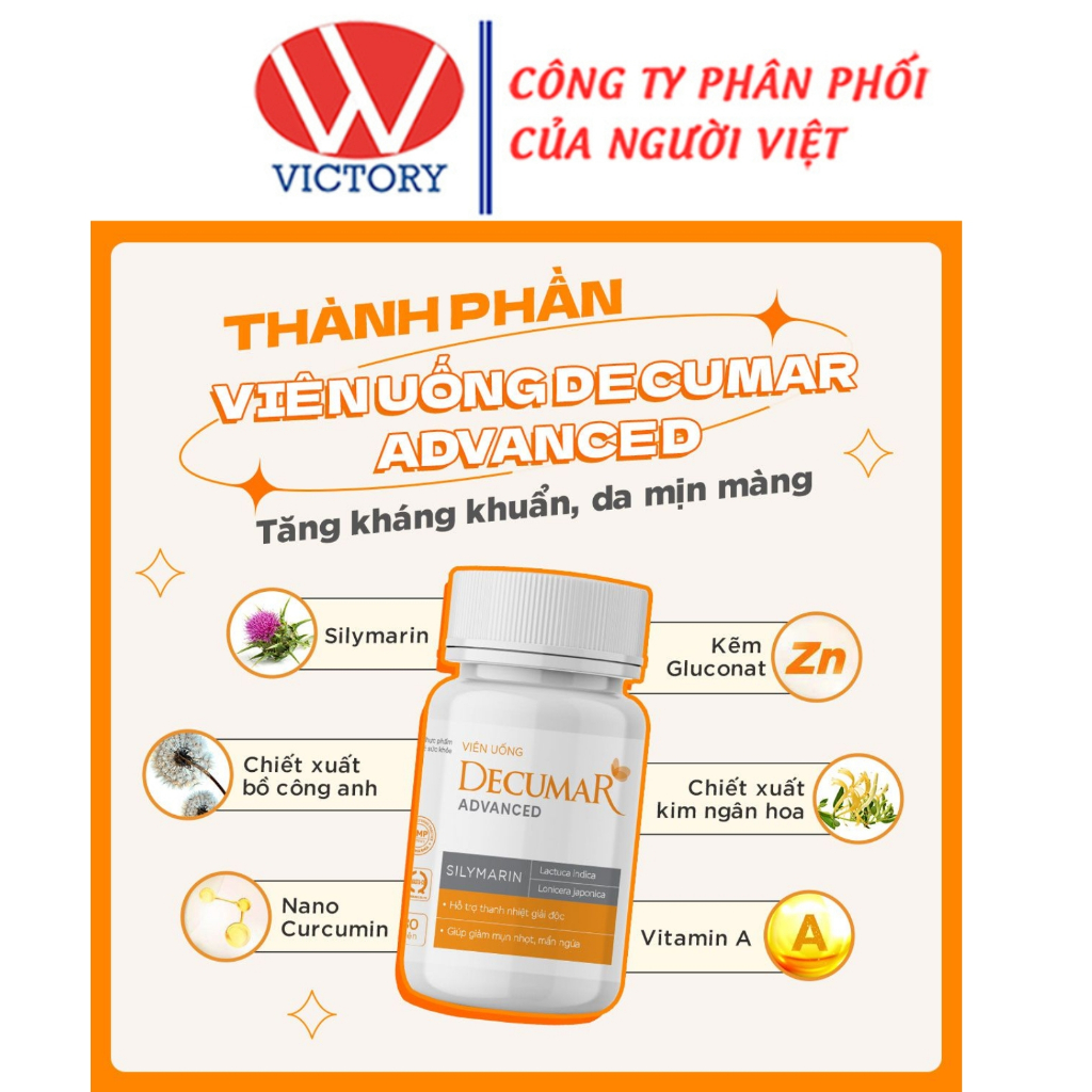 Viên Uống Decumar Advanced - Hỗ trợ giảm mụn nhọt, rôm sảy, mẩn ngứa - 30 Viên - VIC Pharmacy