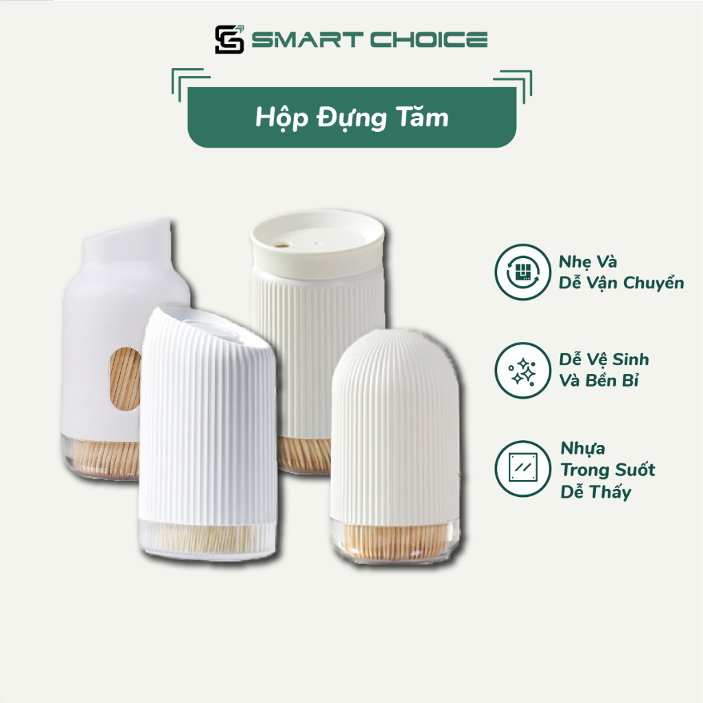 Hộp Đựng Tăm Dạng Tròn SMARTCHOICE 4 Kiểu Đa Dạng Tiện Lợi Cho Gia Đình, Nhà Hàng SCG-PK112