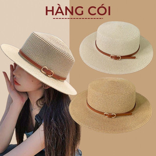 Nón cói mũ cói vành ngang phong cách Gaucho đai da cực sang-Hàng Cói
