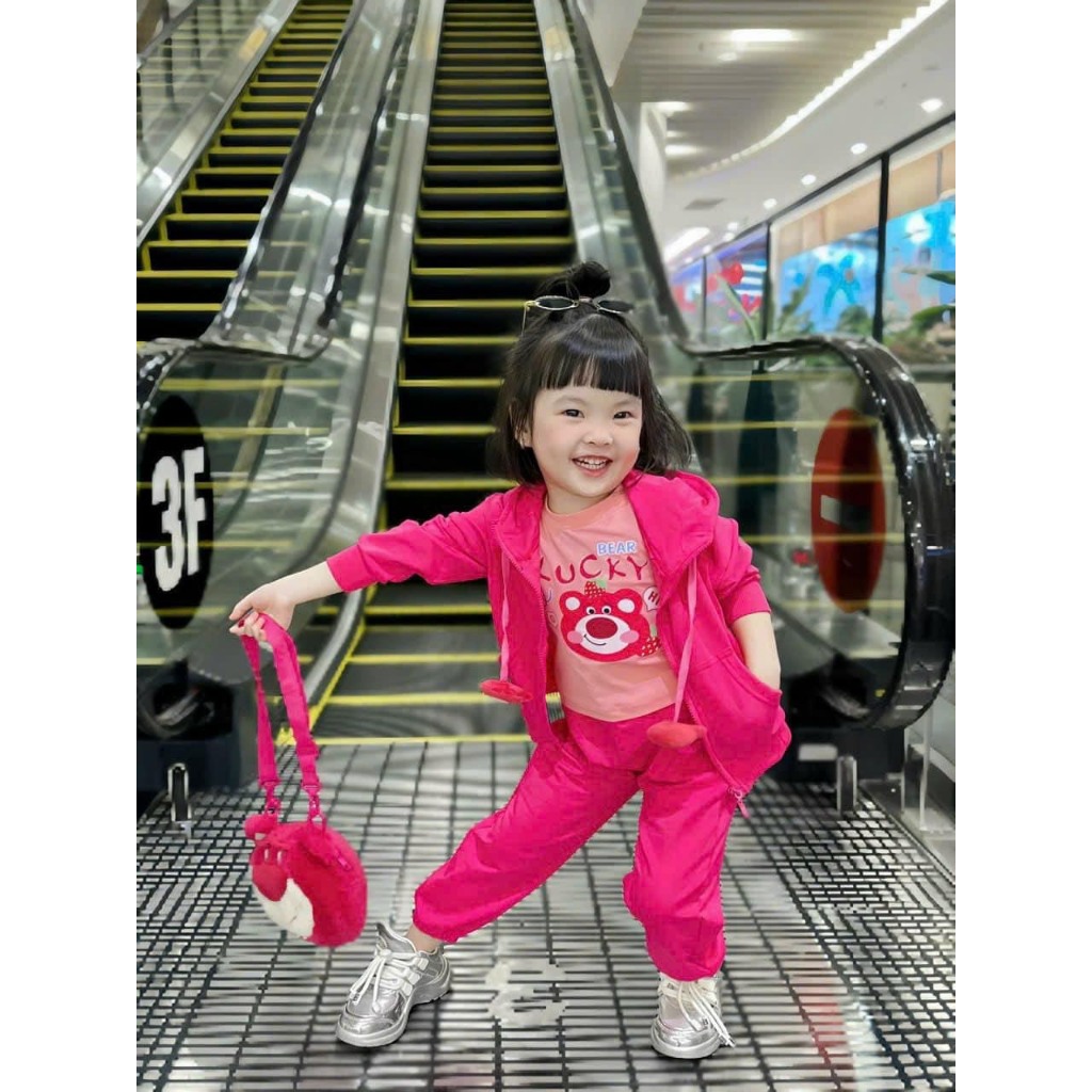 Set 3ct gấu hồng lucky bé gái