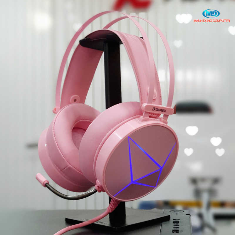 Tai nghe Dareu EH722S Pink Led RGB Âm Thanh 7.1 giả lập - Hàng Chính Hãng Bảo Hành 12 Tháng