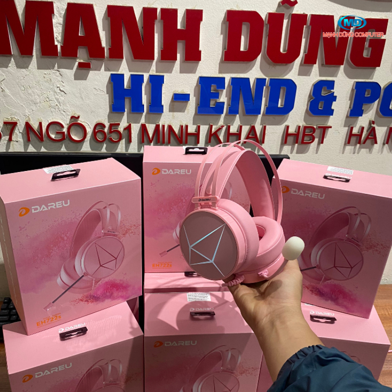 Tai nghe Dareu EH722S Pink Led RGB Âm Thanh 7.1 giả lập - Hàng Chính Hãng Bảo Hành 12 Tháng