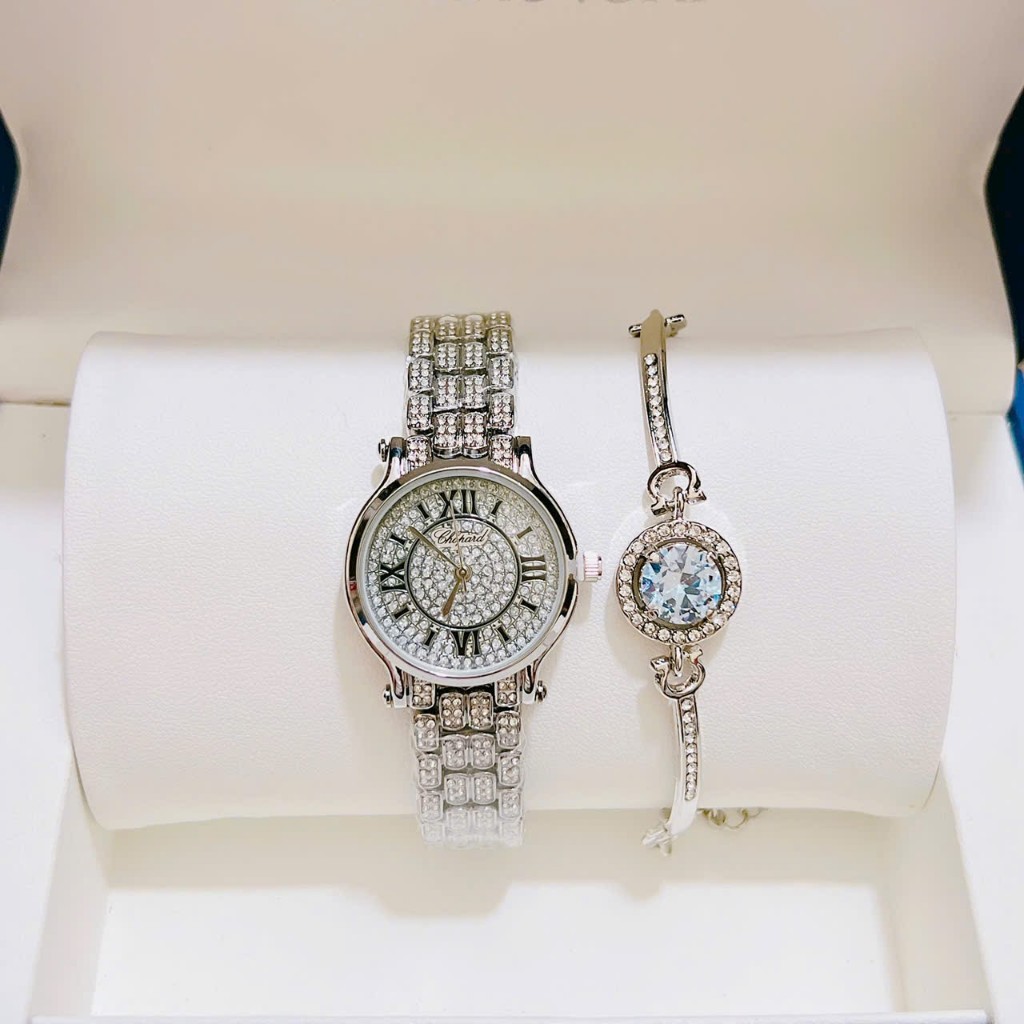 ĐỒNG HỒ CHOUPAT NỮ  FULL ĐÁ SANG TRỌNG,TẶNG KÈM VÒNG TAY SIÊU ĐẸP BẢO HÀNH 6 THÁNG.