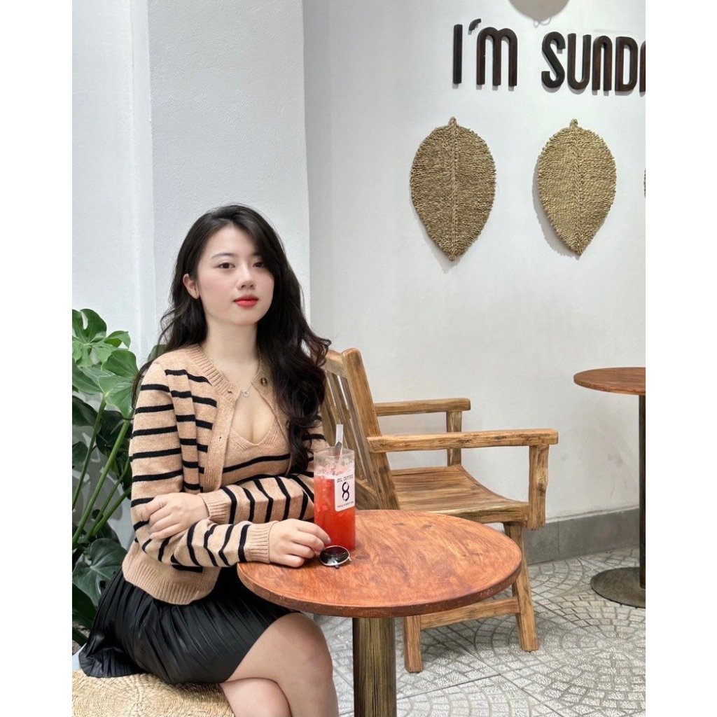 BNO8_SET CADIGAN+ ÁO 2 DÂY ZR KẺ BE