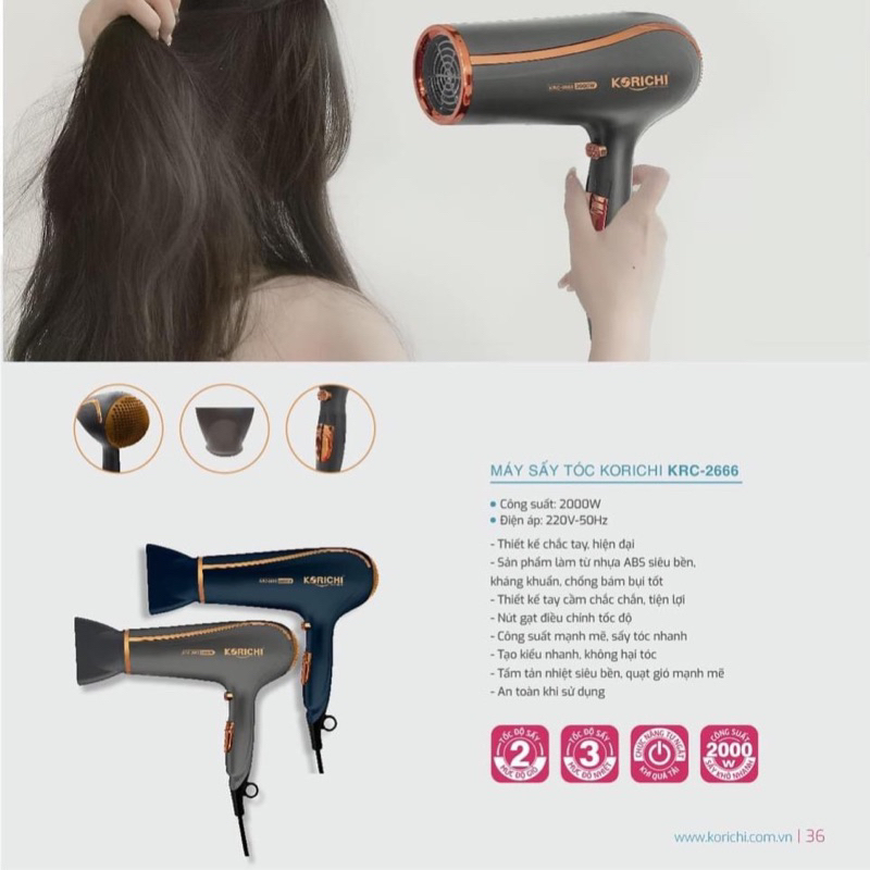 Máy sấy tóc KORICHI 2 chiều hàng chuẩn xịn sấy cực mạnh,dòng máy sấy tóc chuyên dụng cho salon-Bảo Hành 12 Tháng