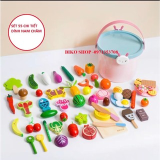 Đồ chơi củ quả thực phẩm bằng gỗ dính nam châm từ 18-60 chi tiết