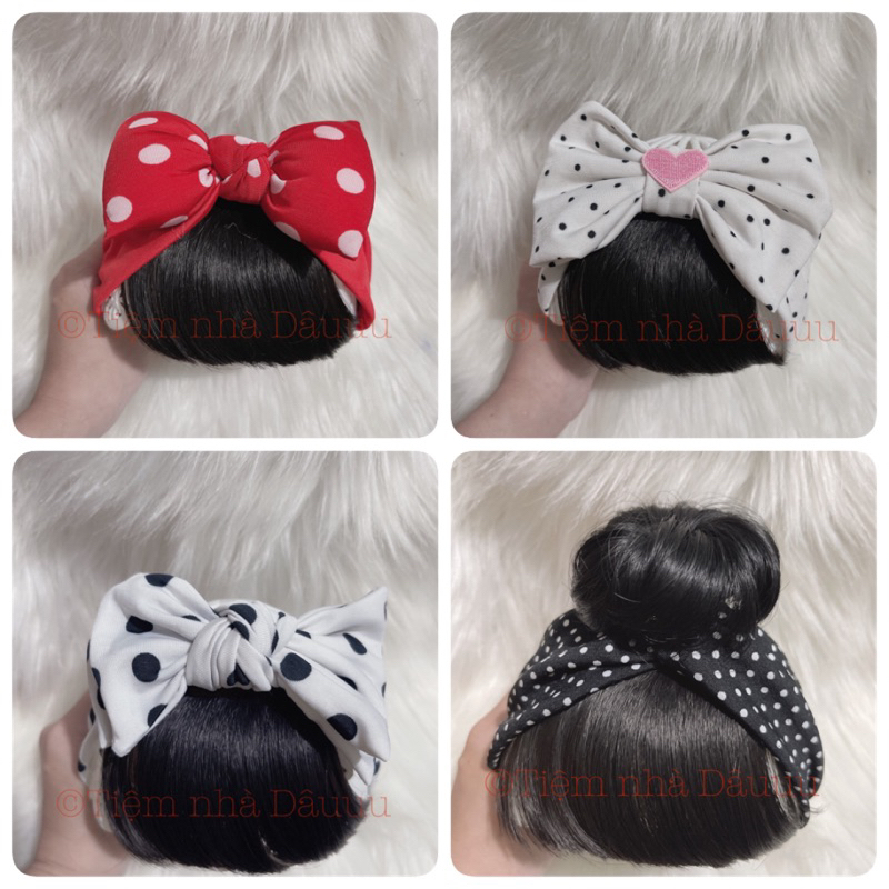 Băng đô/turban kèm mái giả cho bé gái dễ thương