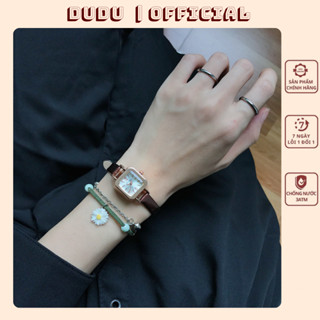 Đồng hồ nữ thời trang mặt vuông nhỏ cá tính dể thương DH08 dây da mềm êm tay, phong cách Hàn Quốc