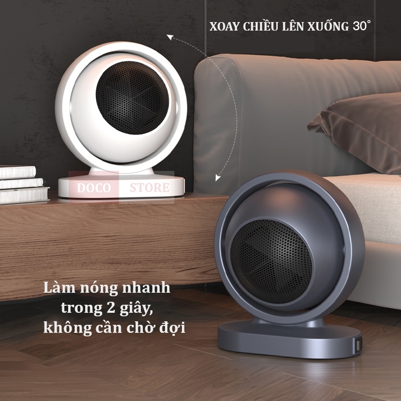Máy sưởi mini để bàn, quạt sưởi mùa đông 2 chiều tự ngắt khi vượt quá nhiệt độ, đèn sưởi ấm 380W an toàn tiết kiệm điện