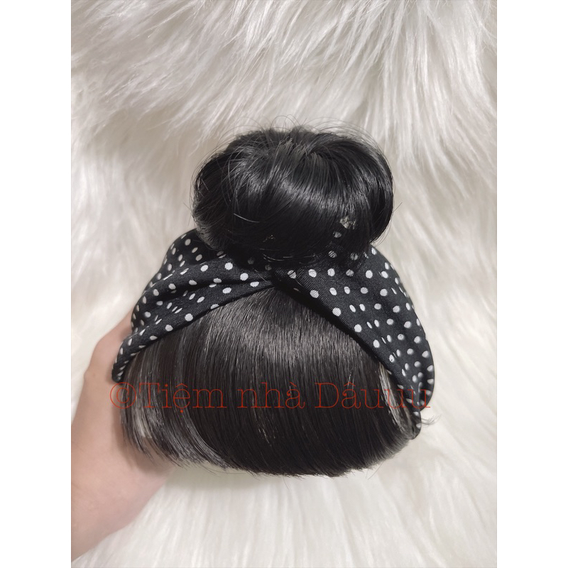 Turban tóc giả/ băng đô tóc búi 1 chỏm cho bé