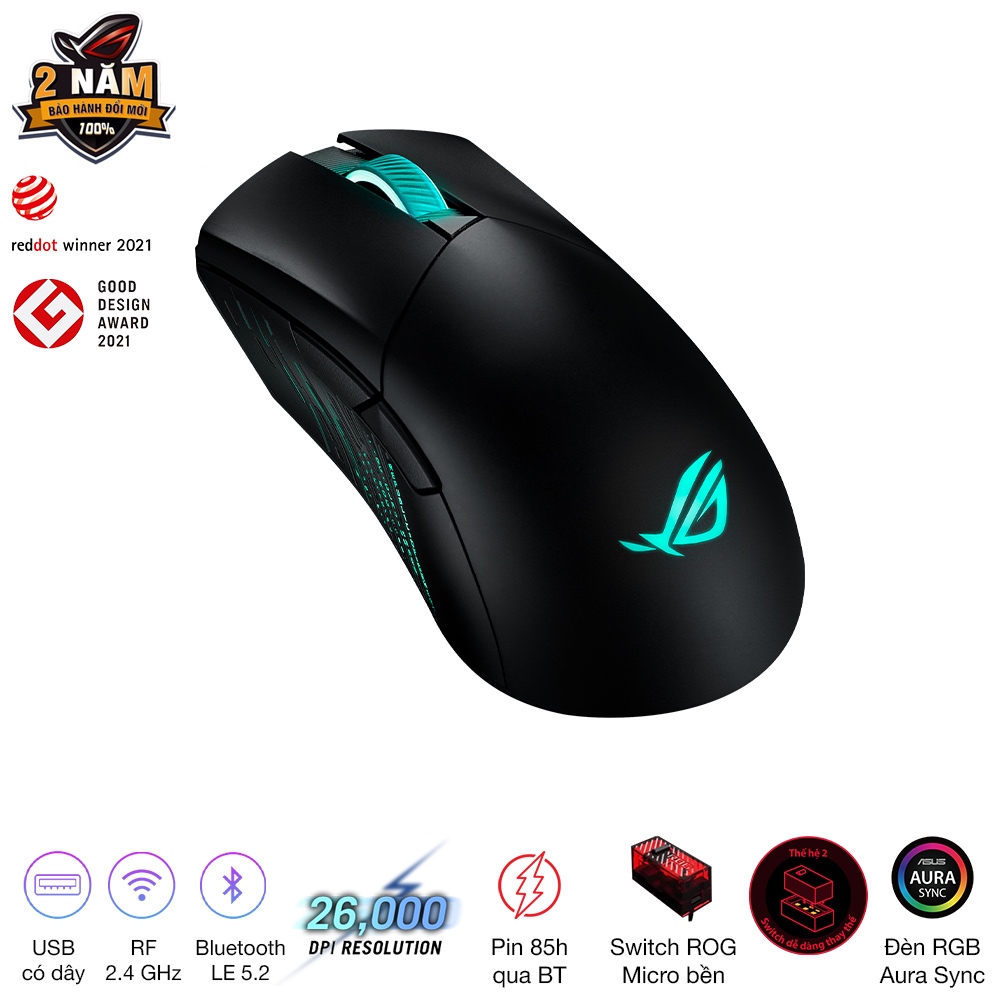 Chuột game không dây ASUS ROG GLADIUS III Wireless , 19.000 DPI, Hot Swap