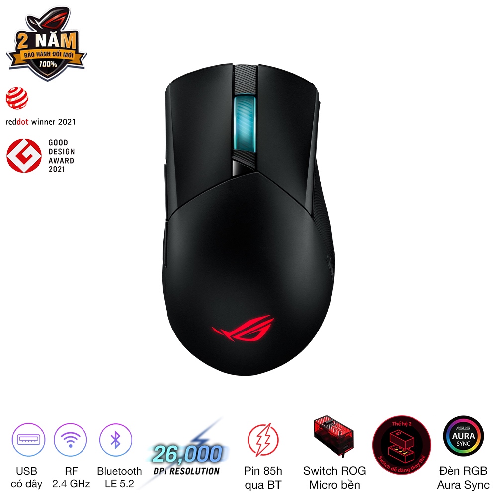 Chuột game không dây ASUS ROG GLADIUS III Wireless , 19.000 DPI, Hot Swap