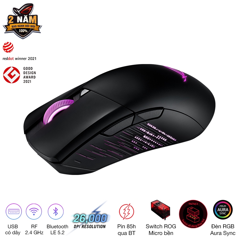 Chuột game không dây ASUS ROG GLADIUS III Wireless , 19.000 DPI, Hot Swap