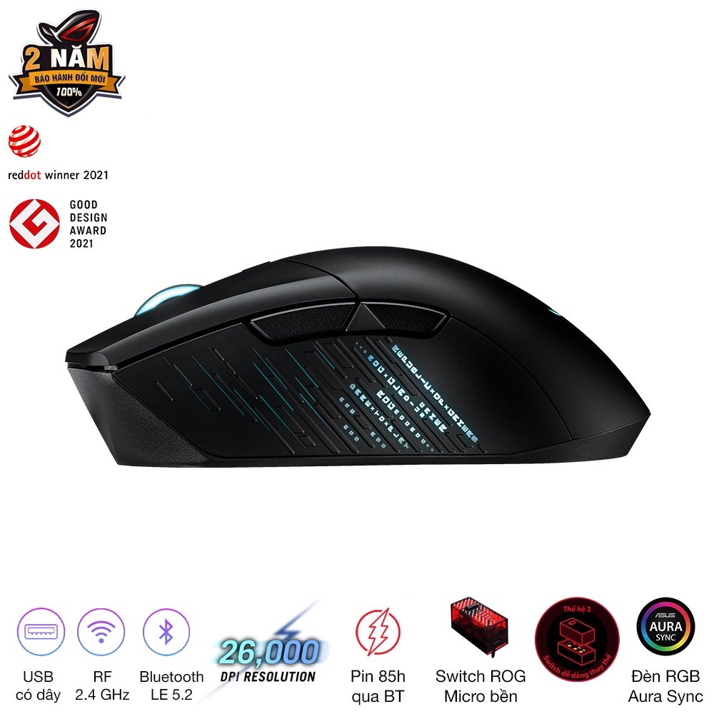 Chuột game không dây ASUS ROG GLADIUS III Wireless , 19.000 DPI, Hot Swap