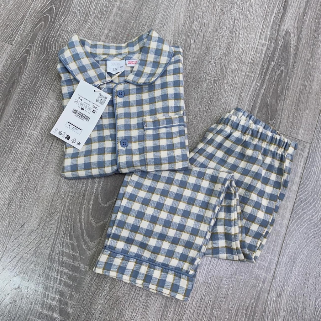 Bộ Pijama bé trai bé gái cotton KẺ dài tay