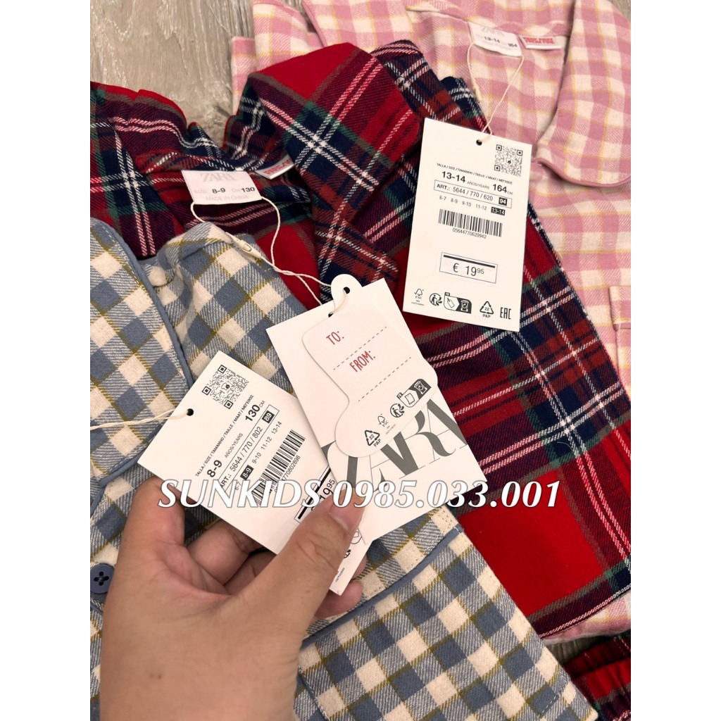 Bộ Pijama bé trai bé gái cotton KẺ dài tay