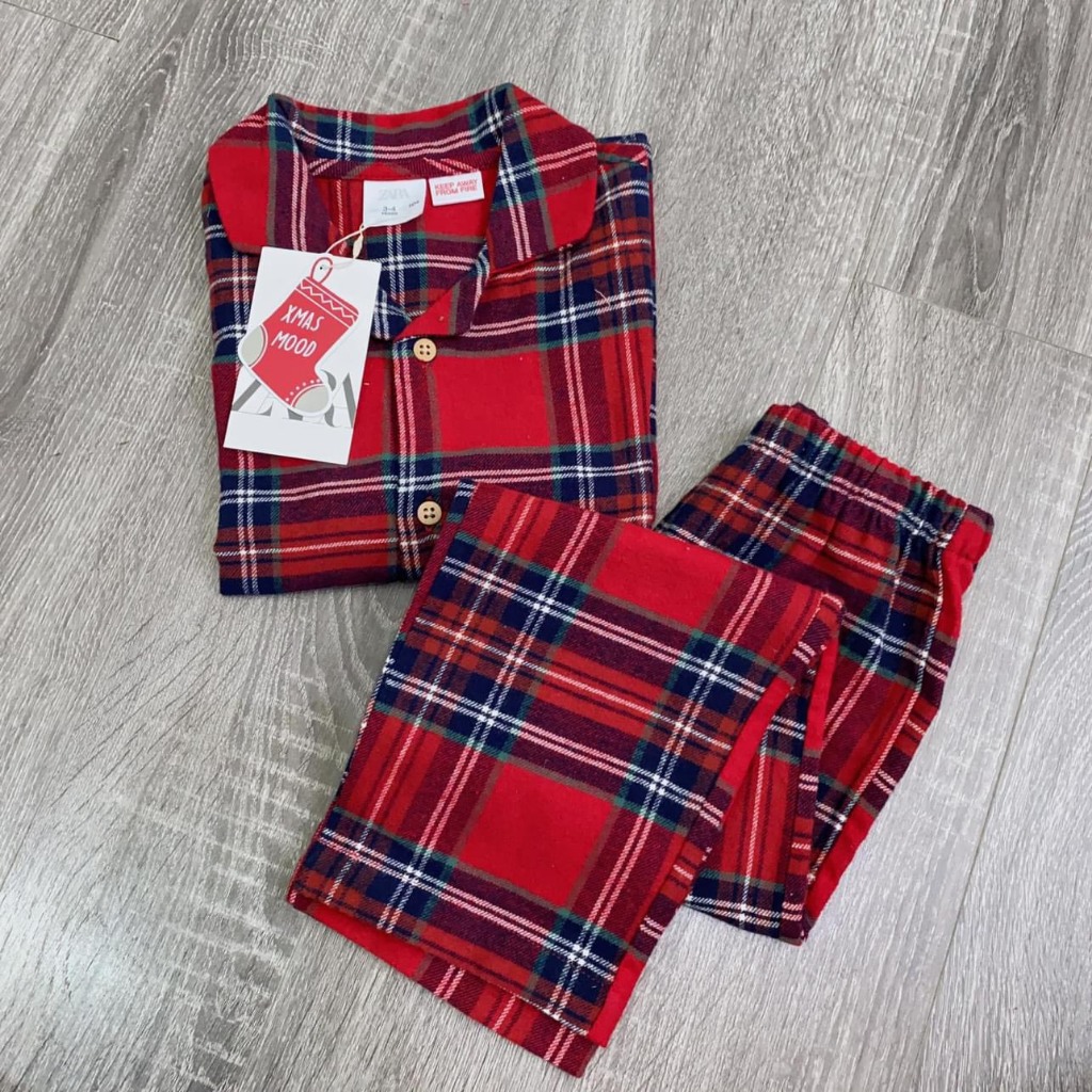 Bộ Pijama bé trai bé gái cotton KẺ dài tay