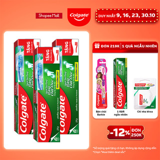 Bộ 3 Kem đánh răng Colgate ngừa sâu răng răng chắc khỏe 225g/tuýp tặng bàn chải