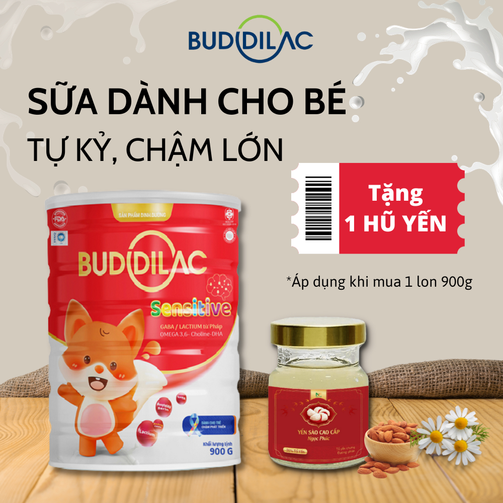 Sữa dành cho bé tự kỷ Buddilac Sensitive cho bé chậm phát triển, rối loạn thần kinh, tăng động, giảm chú ý - lon 900gr