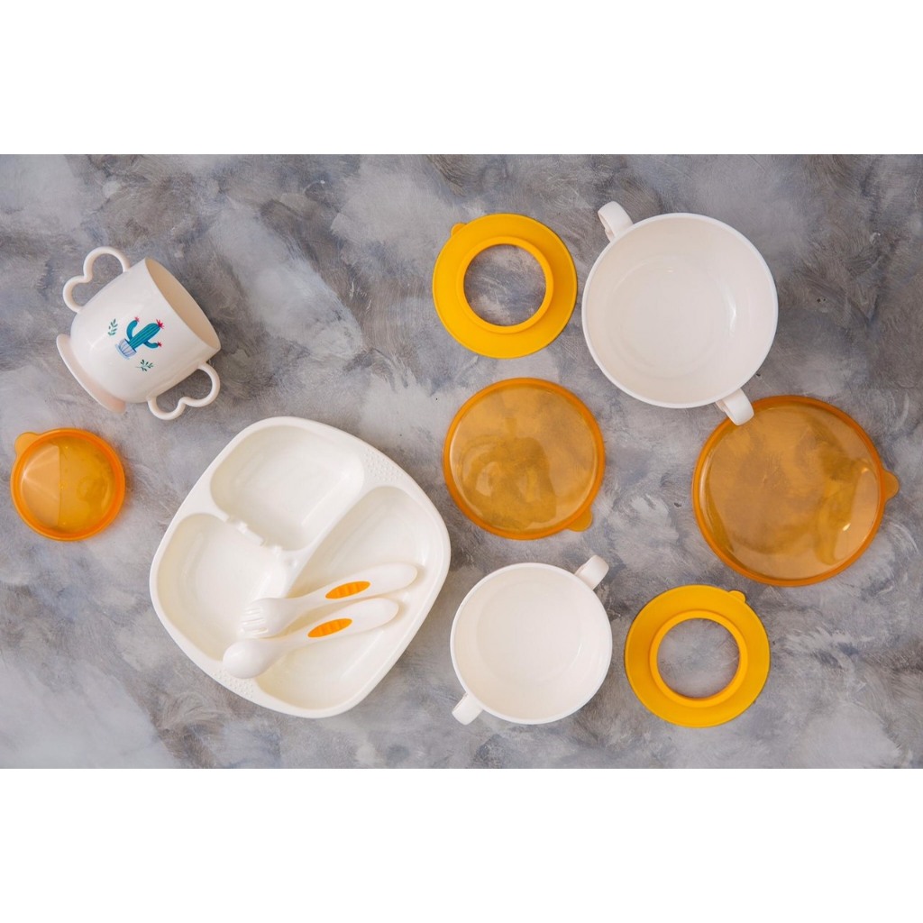 Bộ chén đĩa ăn dặm  cho bé chất liệu nhựa PP an toàn lunakidsbaby