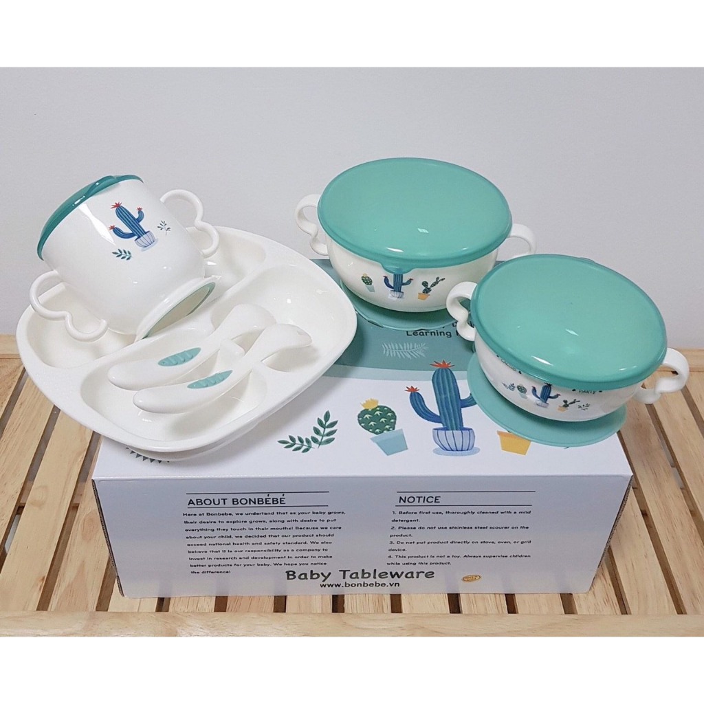 Bộ chén đĩa ăn dặm  cho bé chất liệu nhựa PP an toàn lunakidsbaby