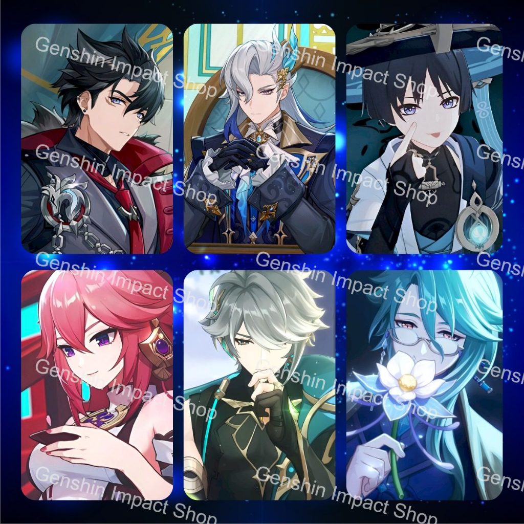 Ảnh thẻ bo góc demo nhân vật Genshin Impact UNOFF Wriothesley Neuvillette Wanderer