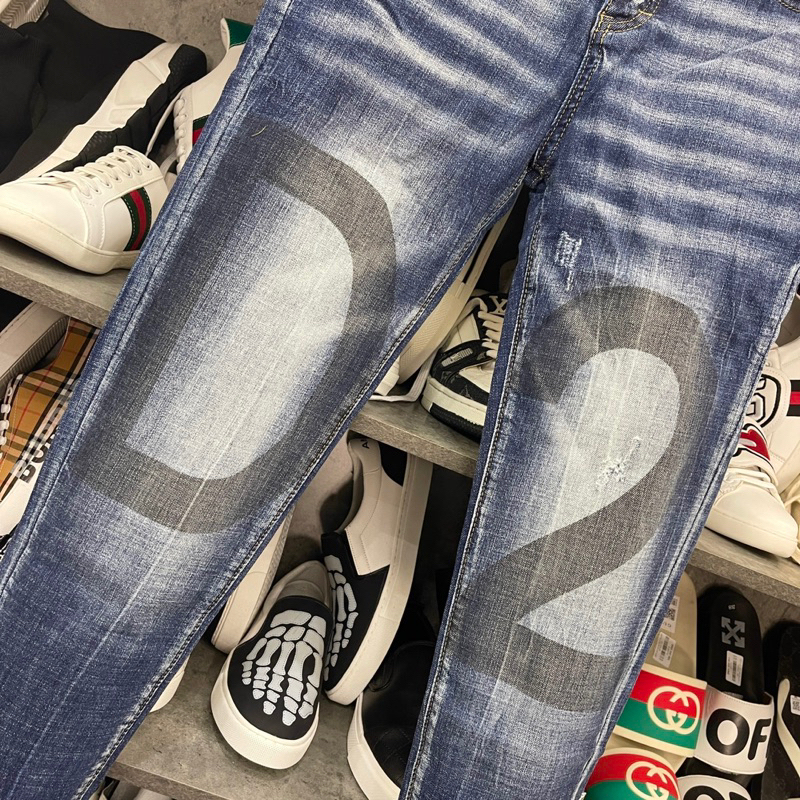 Quần Jean Nam DSQ2 Biker Slimfit ,Quần Bò Nam Xanh Trơn Dập Chữ D2 Phối Thêu 2 Khoá Zip Túi Hậu Boy Phố đẹp MS 18