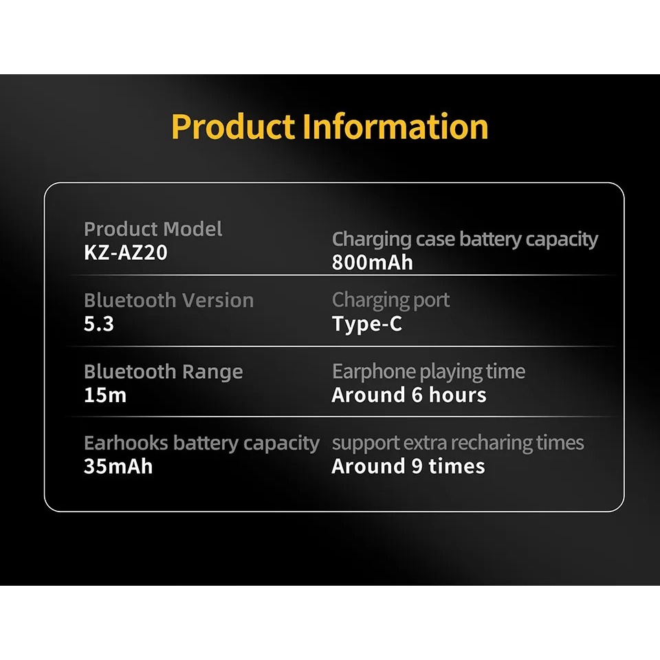Cáp bluetooth KZ AZ20 Wireless Upgrade Ear Hook Cable C PIN Bluetooth-compatible 5.3 Snapdragon Sound Technology aptX HD
