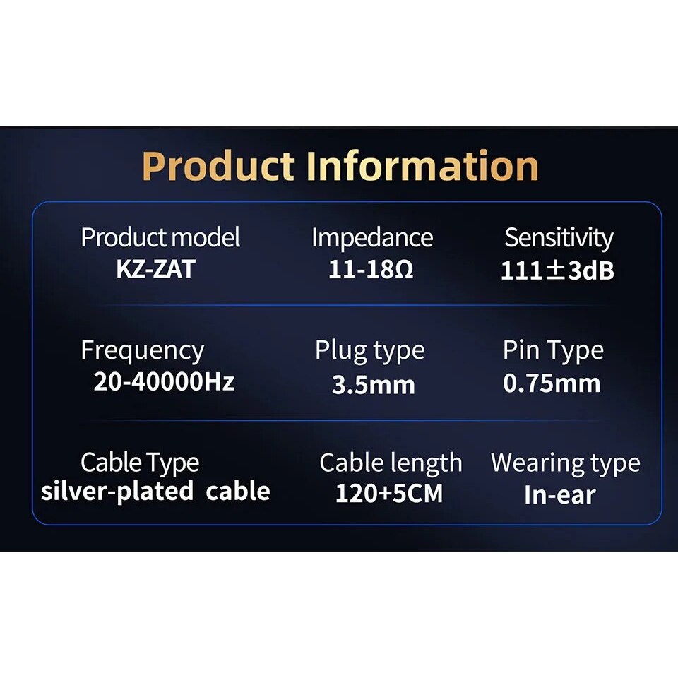 Tai nghe KZ ZAT HiFi Earphone High-end Tunable In-Ear balanced armature Earphones Monitor có Micro