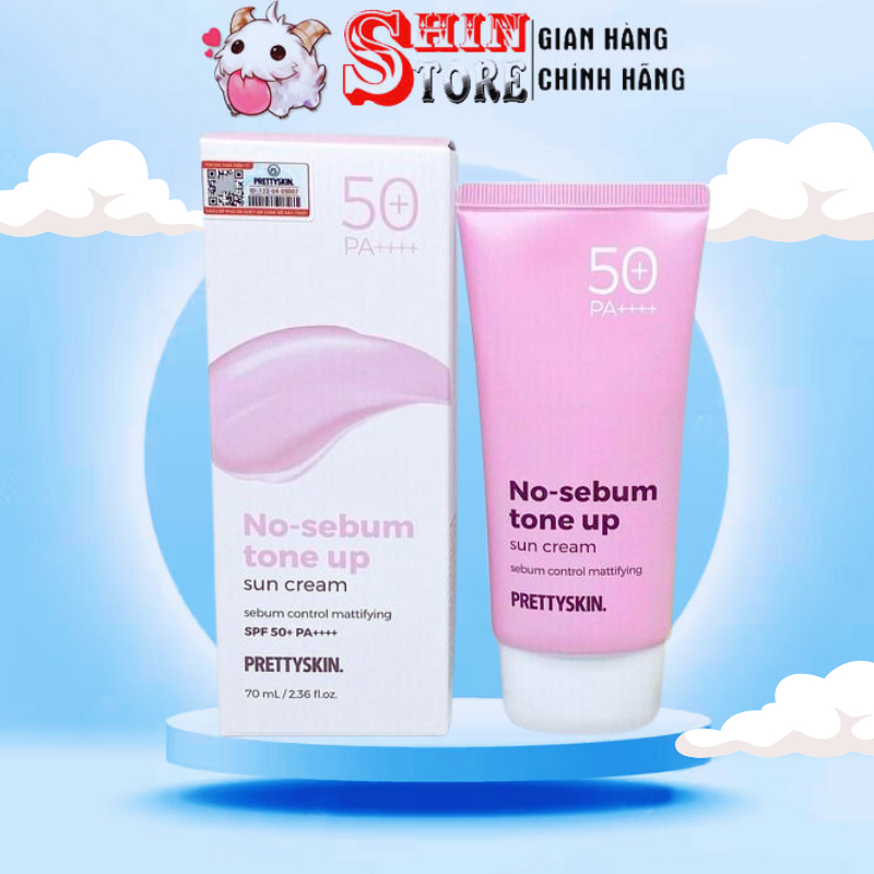 Kem Chống Nắng Da Dầu Pretty Skin 70g - Kcn No sebum Tone Up Nâng Tone Trắng Hồng, Kiềm Dầu