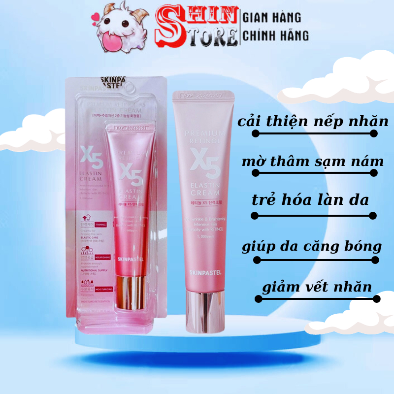 Kem Trẻ Hoá Da Retinol X5 Elastin 0,1% Cream Skinpastel 30ml - Premium Peptide Hàn Quốc Dưỡng Chống Lão Hóa,Chống Nhăn