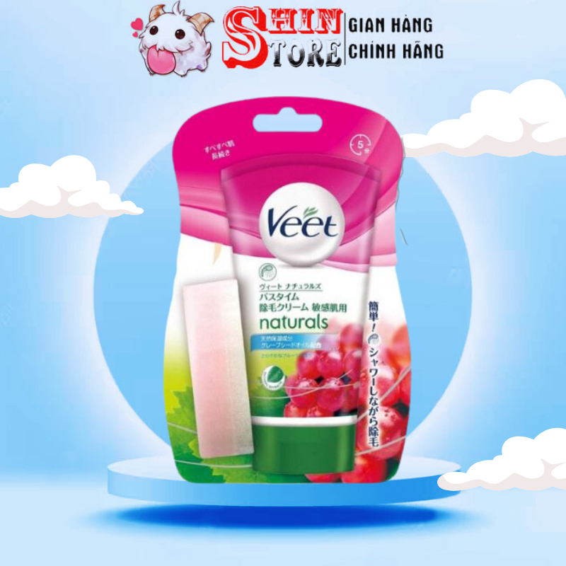 Kem Tẩy Lông Veet Nhật Bản 150G Naturals Bơ Nho Tẩy Lông Nách, Tay, Chân Cao Cấp