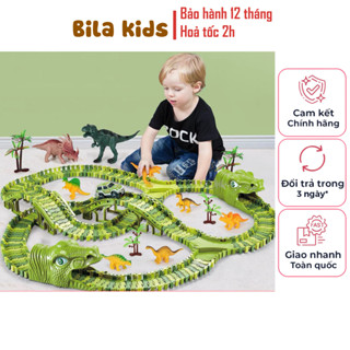 Khủng long đồ chơi lắp ráp đường đua ô tô cao tốc cho bé CAO CẤP BiLa Kids, Đồ chơi trẻ em lắp ghép đường ray