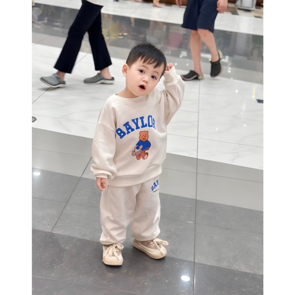 ✨MALINHKID✨BN074- Bộ nỉ bông BABYLOA 2 màu xanh, trắng trẻ em VNXK