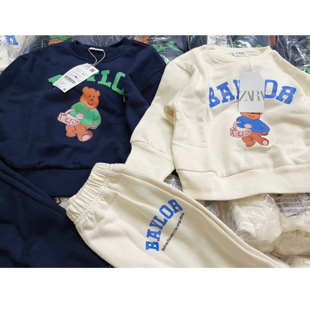 ✨MALINHKID✨BN074- Bộ nỉ bông BABYLOA 2 màu xanh, trắng trẻ em VNXK