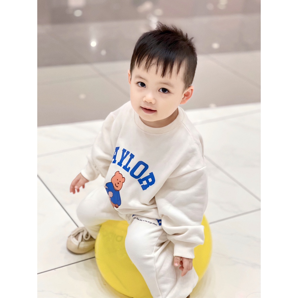 ✨MALINHKID✨BN074- Bộ nỉ bông BABYLOA 2 màu xanh, trắng trẻ em VNXK