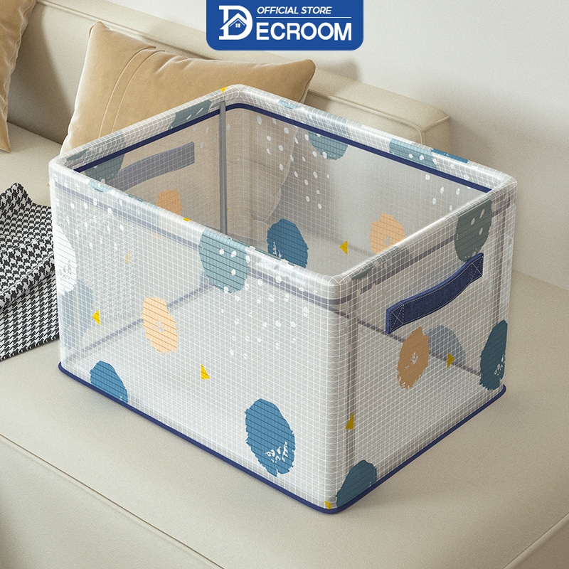 DECROOM Hộp Vải Đựng Quần Áo có khung cố định thiết kế gấp gọn tiện lợi giúp tiết kiệm không gian nhà PVC