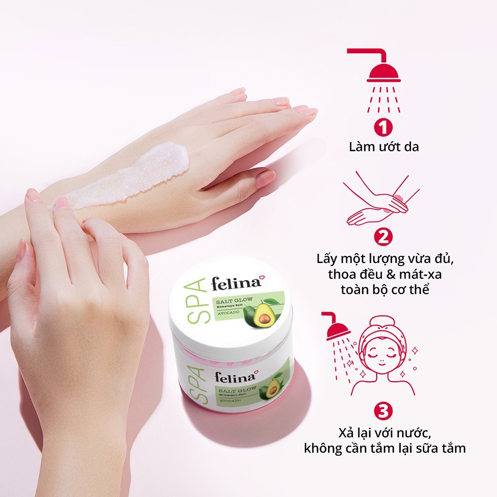 Muối Tắm Tẩy Tế Bào Chết Cơ Thể, Làm Sáng Da Felina Salt Glow 500g