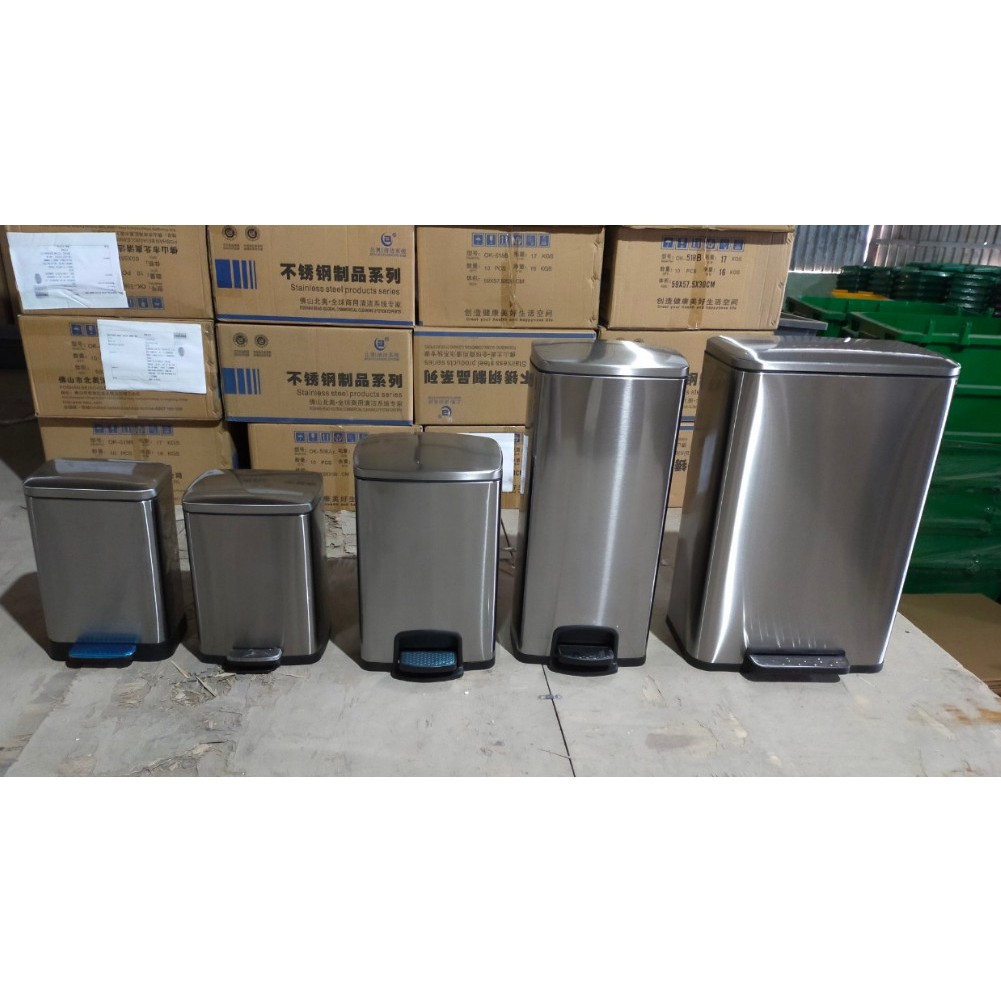 THÙNG RÁC INOX ĐẠP CHÂN HÌNH VUÔNG 50L