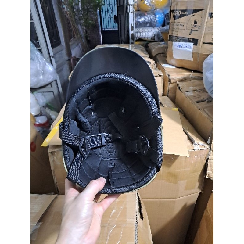 Mũ bảo hiểm lưỡi trai _ Mũ bảo hiểm thời trang 3 lớp màu đen nam_ Mũ bảo hiểm nửa đầu
