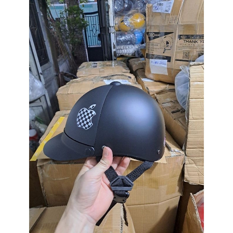 Mũ bảo hiểm lưỡi trai _ Mũ bảo hiểm thời trang 3 lớp màu đen nam_ Mũ bảo hiểm nửa đầu