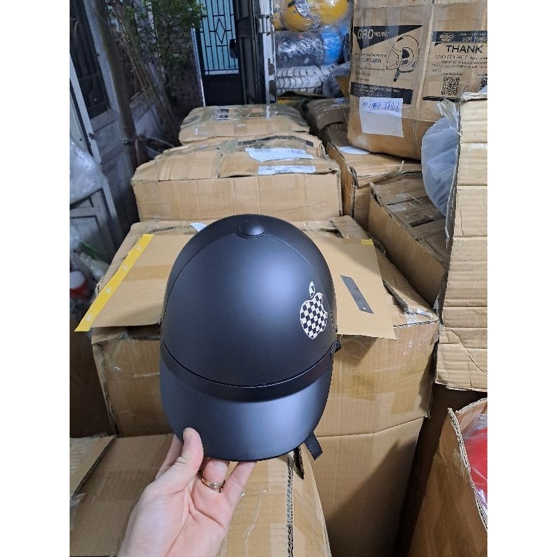 Mũ bảo hiểm lưỡi trai _ Mũ bảo hiểm thời trang 3 lớp màu đen nam_ Mũ bảo hiểm nửa đầu