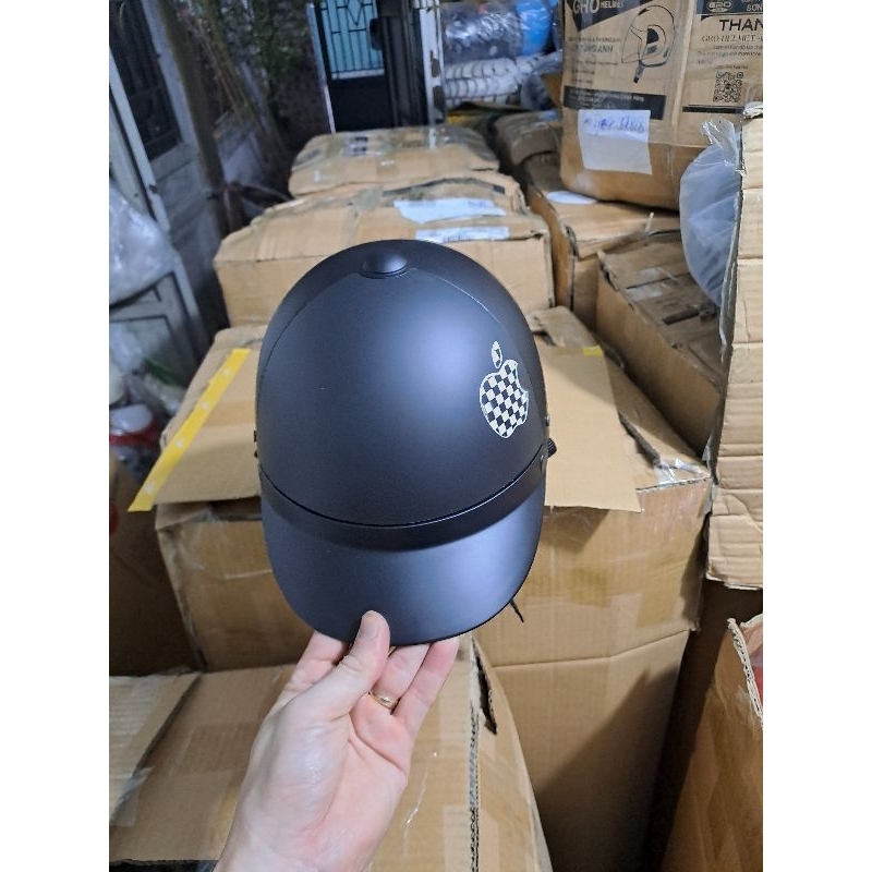 Mũ bảo hiểm lưỡi trai _ Mũ bảo hiểm thời trang 3 lớp màu đen nam_ Mũ bảo hiểm nửa đầu