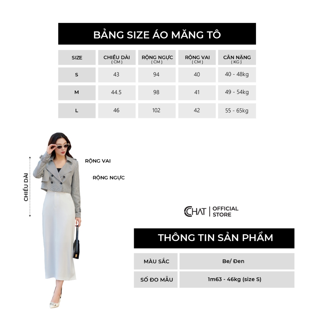 Áo Khoác Nữ 𝐂𝐂𝐇𝐀𝐓 Họa Tiết Dáng Suông Ngắn Croptop Chất Tuytsi Cao Cấp 23KHS5001ST