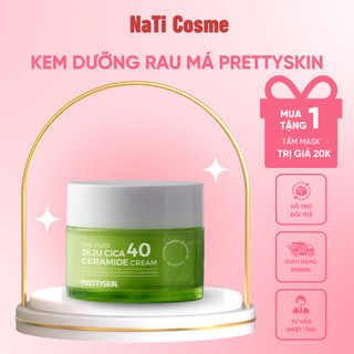 Kem Dưỡng Rau Má PRETTYSKIN THE PURE JEJU CICA 40 CERAMIDE Làm Dịu Da Giảm Mụn Cấp Ẩm Dưỡng Trắng 52ml