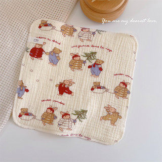vải xô muslin 2 lớp cao cấp hoạ tiết thỏ noen xinh xắn 100% cotton mềm mịn