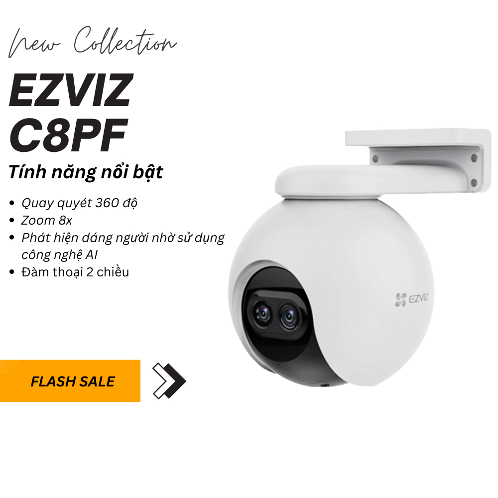 [Mã ELEZ10 giảm 10% đơn 800K] Camera IP Wifi EZVIZ C8PF ống kính kép PTZ, theo dõi và cảnh báo chuyển động - Bảo hà