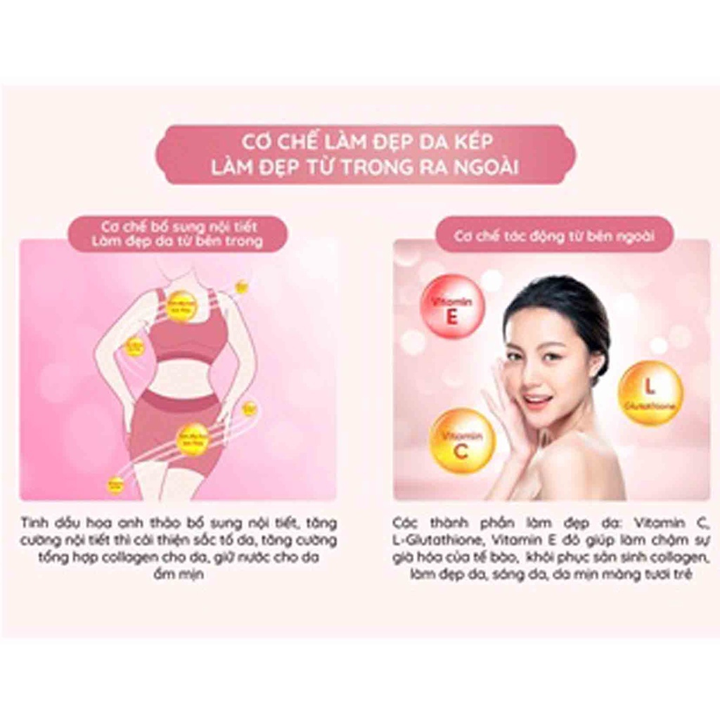 Combo 3 hộp viên Uống Trắng Da Bảo Xuân Skin - Hỗ Trợ Làm Đẹp, Giảm Nếp Nhăn Và Tắng Cường Nội Tiết Tố Nữ - Hộp 20 Viên